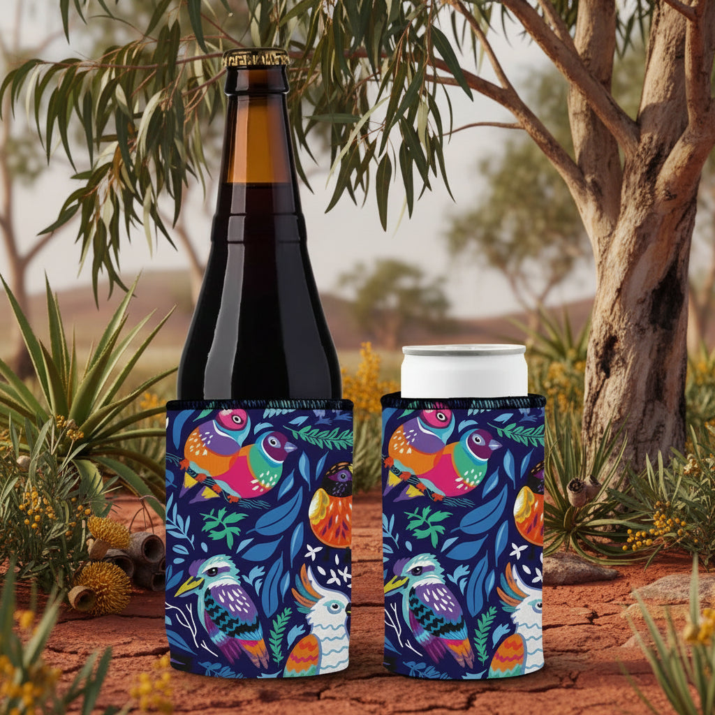 Aussie Birds IV Stubby Cooler 2-Pack | Neoprene | Australian Wildlife Design | Free Shipping
