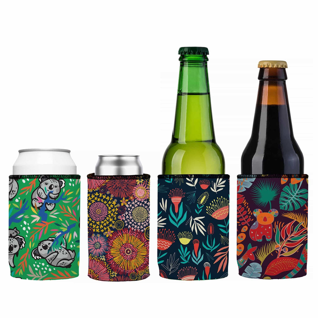 Home Among the Gum Trees Stubby Cooler 4-Pack | Neoprene | Aussie Nature Design | Free Shipping