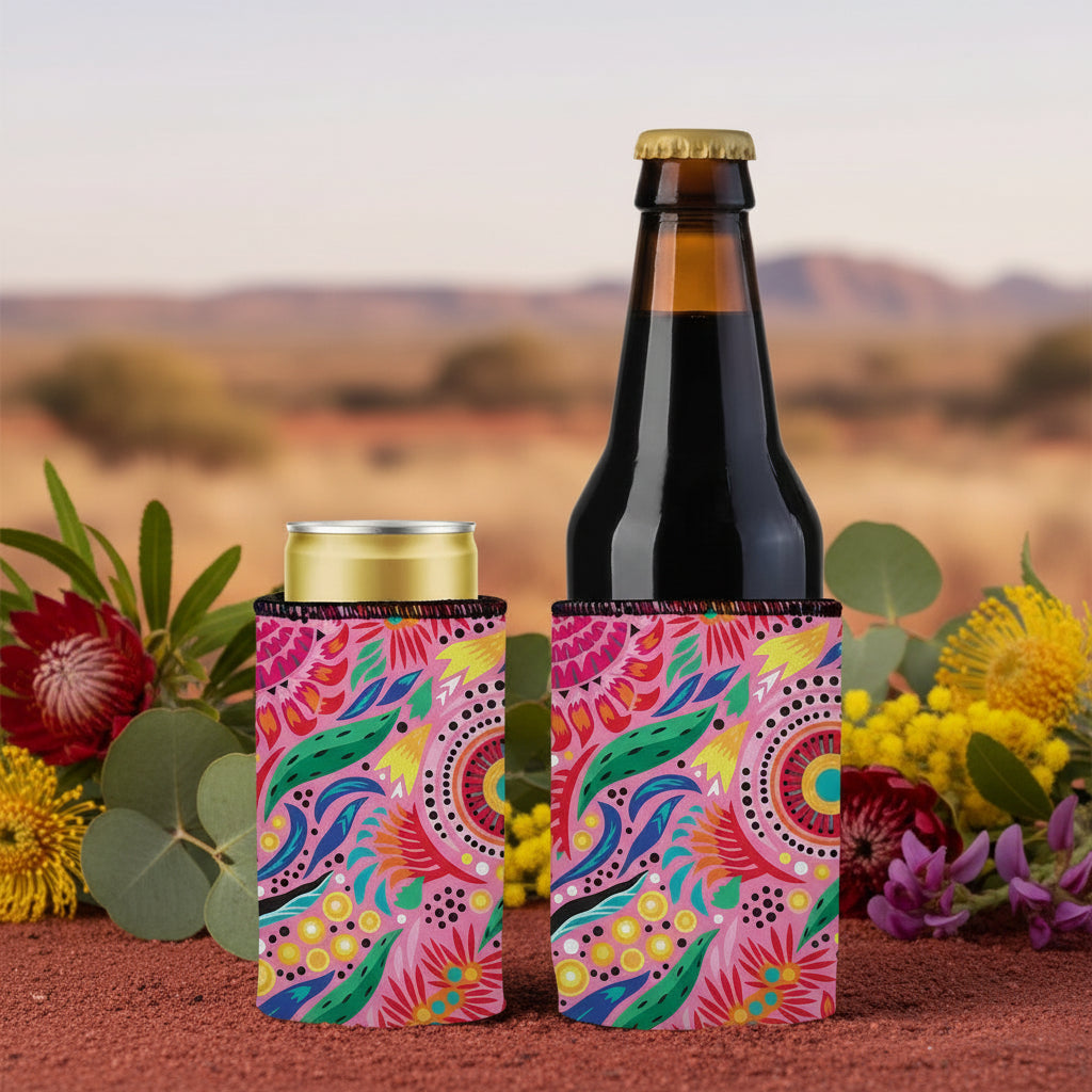 Australian Flowers Stubby Cooler 2-Pack | Aussie-Made | Neoprene | Native Floral Design | Free Shipping