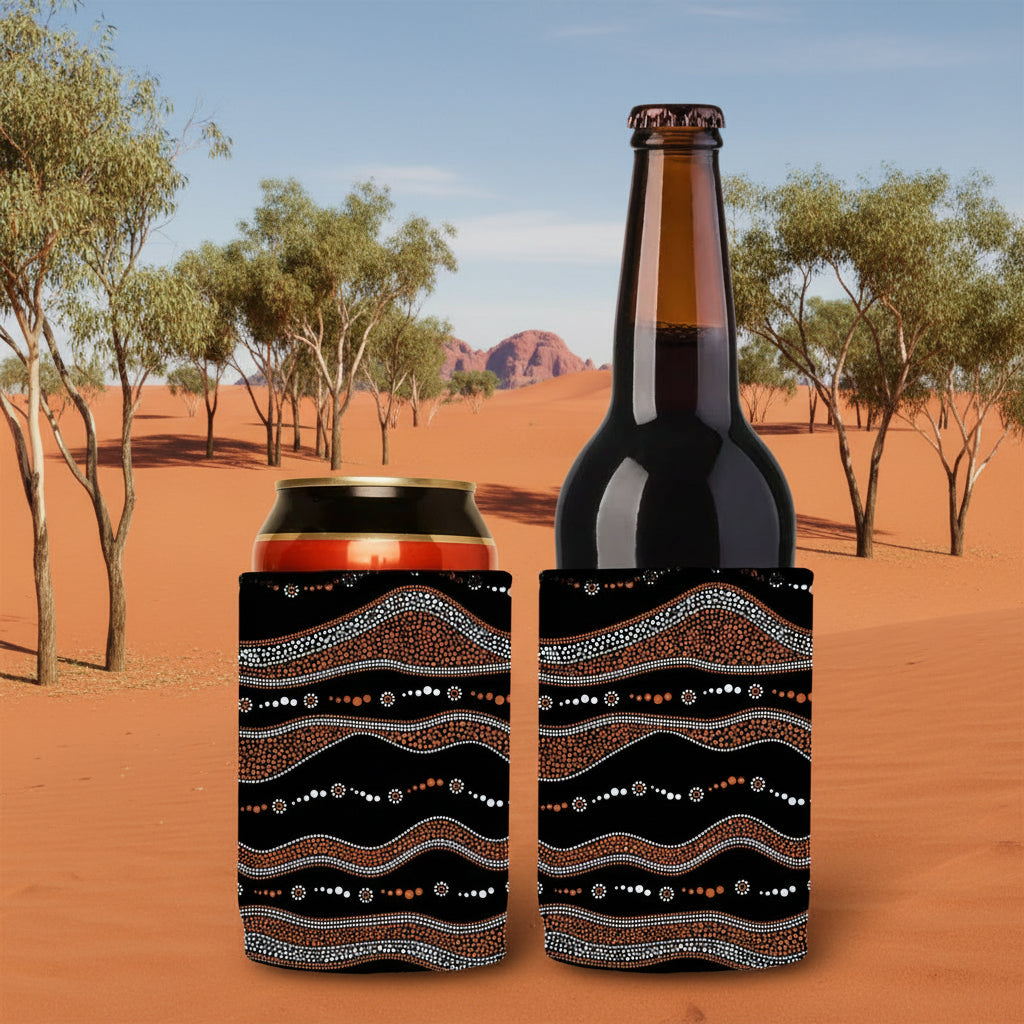 Stubbyz Traditional Australian Stubby Cooler 2‑Pack – Premium Aboriginal Design, Standard Size