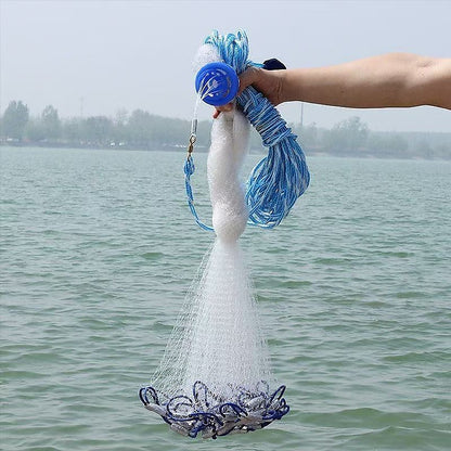 3m Nylon Fishing Cast Net – Quick Throw Mesh with Chain Weights & Drawstring