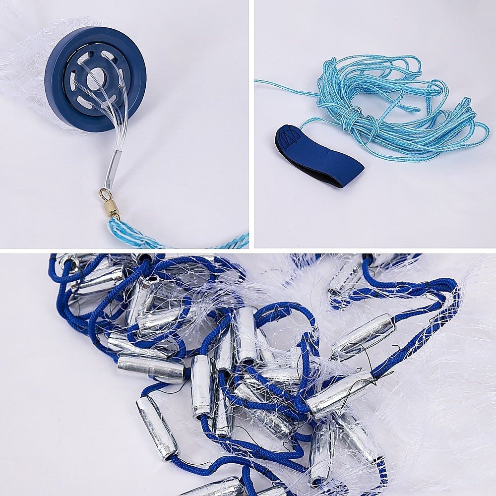 3m Nylon Fishing Cast Net – Quick Throw Mesh with Chain Weights & Drawstring