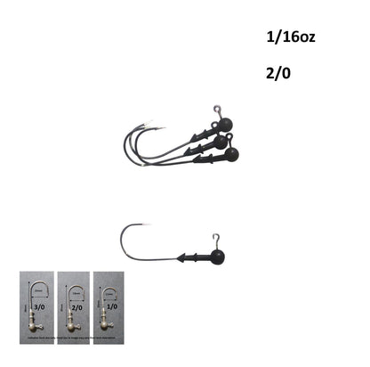 Vike 1/16 oz Round Jig Head with a Size 2/0 Hook Tungsten, 4 pack