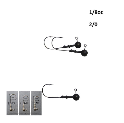Vike 1/8 oz Round Jig Head with a Size 2/0 Hook Tungsten, 3 pack