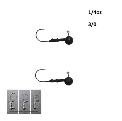 Vike 1/4 oz Round Jig Head with a Size 3/0 Hook Tungsten, 2 pack