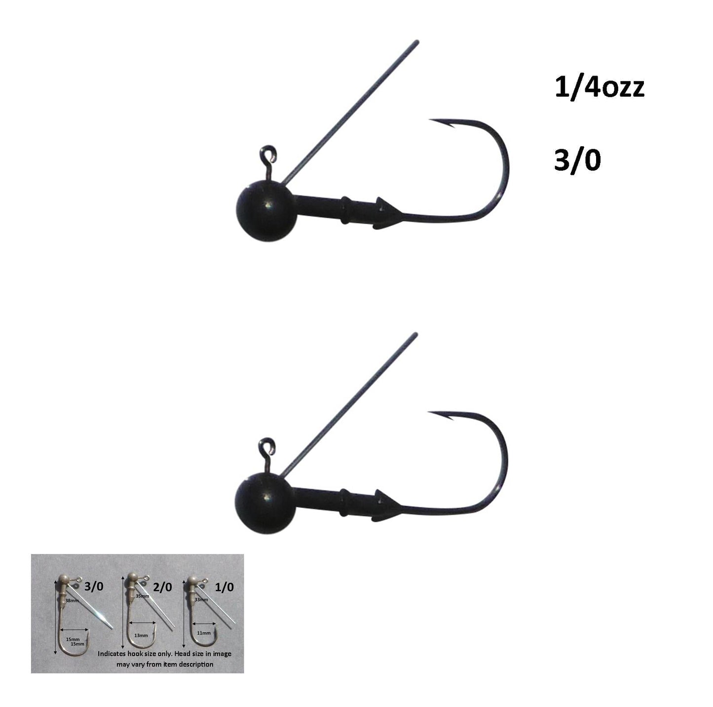 Vike 1/4 oz Weedless Round Jig Head with a Size 3/0 Hook Tungsten, 2 pack