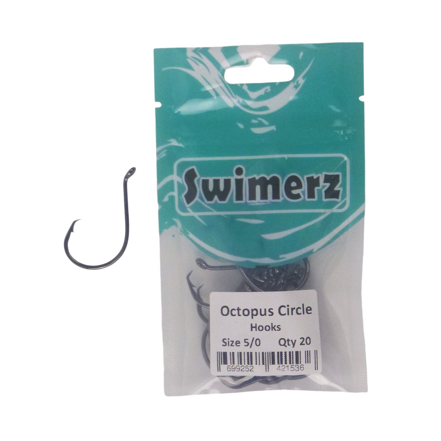 Swimerz 5/0 Octopus Circle Hooks, 20 pack