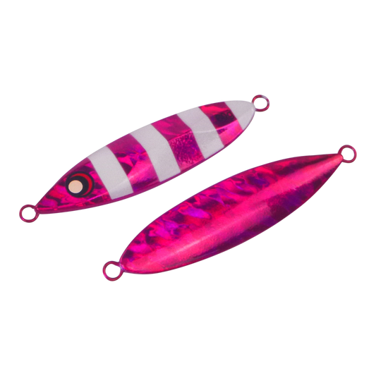 Finesse Slow Pitch Flutter Jig, 60gm, Hot Pink Stripe, 2 pack