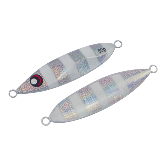 Finesse Slow Pitch Flutter Jig, 60gm, Silver White, 2 pack