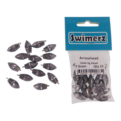 Swimerz 7gm Arrowhead Jig Head, 1/4oz, Lead, 15 pack