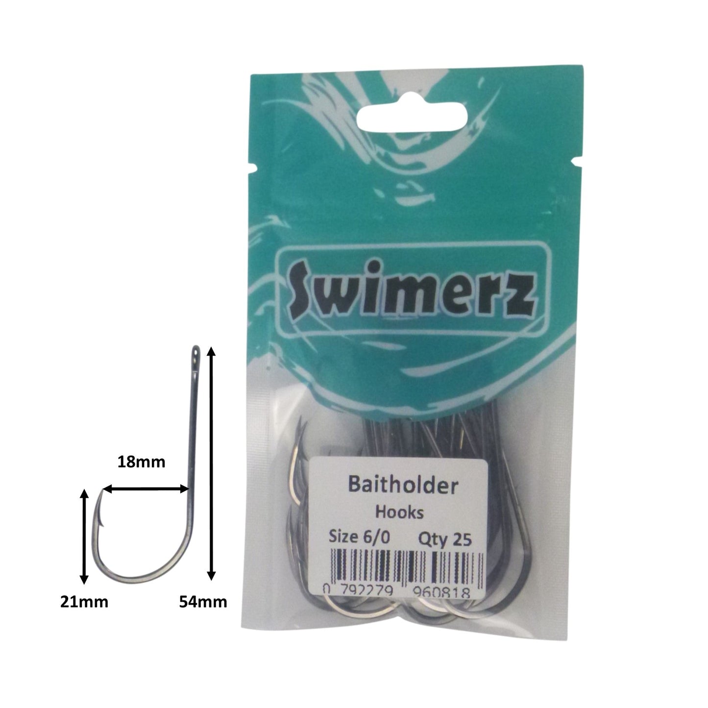 Swimerz 6/0 Baitholder Hook, Qty 25