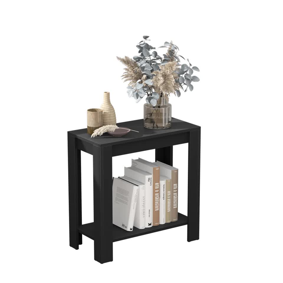 Rustic 2Tiers Side Table Open Accent Table Bedside Storage Slim Coffee End Table