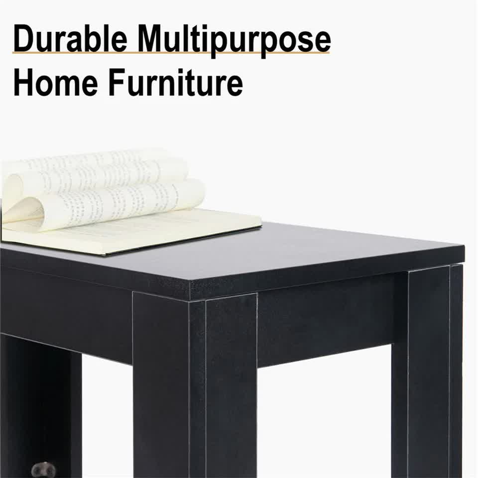 Rustic 2Tiers Side Table Open Accent Table Bedside Storage Slim Coffee End Table