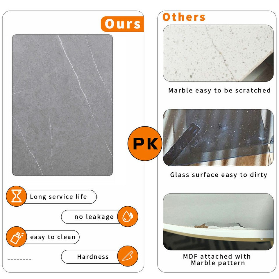 Sintered Stone Nesting Tables Set of 2 - Round Grey Black 80cm/60cm