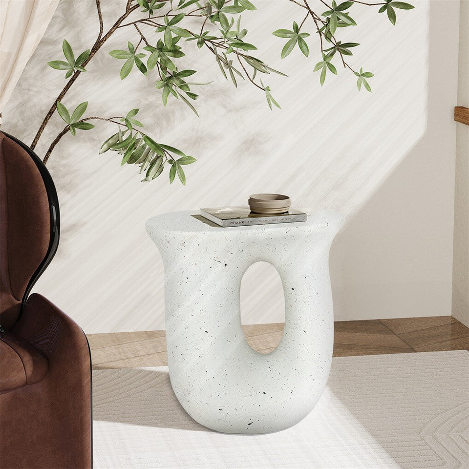 U-Shaped Terrazzo Concrete Outdoor Stool