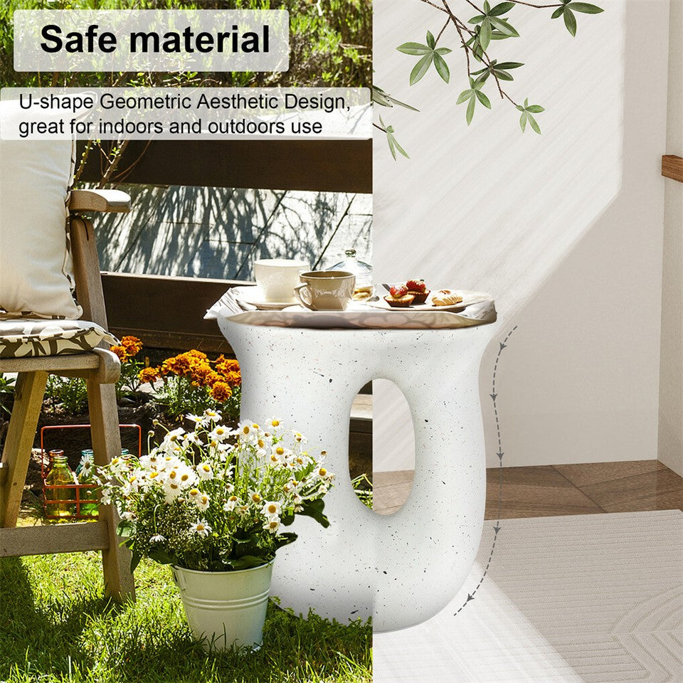 U-Shaped Terrazzo Concrete Outdoor Stool