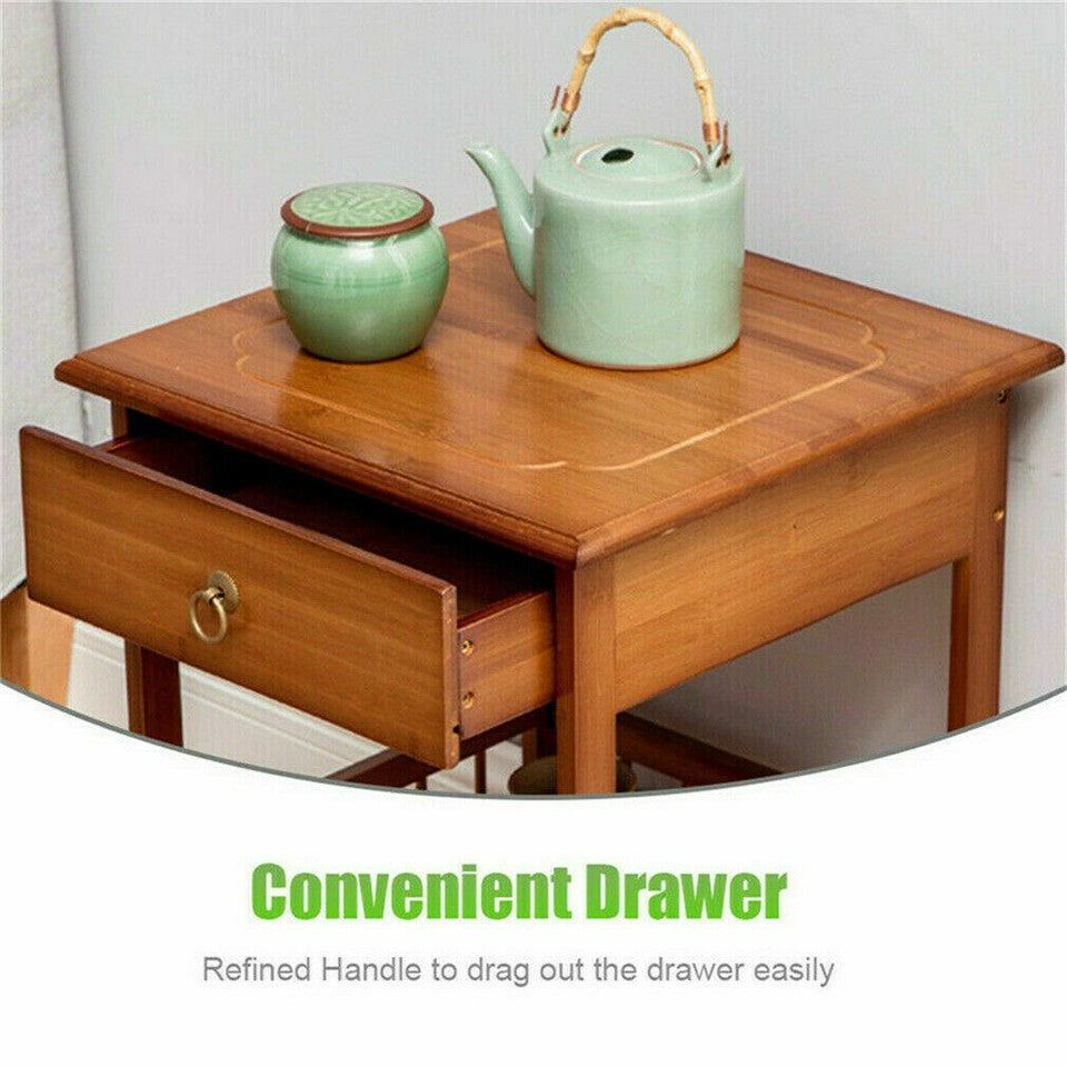 2 Tier Classic Bedside Table Drawer Side Table Living Room Coffee Tea End Table