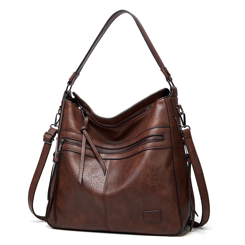 Coffee Spacious & Stylish  PU Leather Tote Bag -  Versatile Shoulder/Crossbody