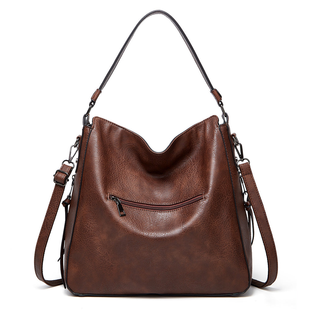 Coffee Spacious & Stylish  PU Leather Tote Bag -  Versatile Shoulder/Crossbody