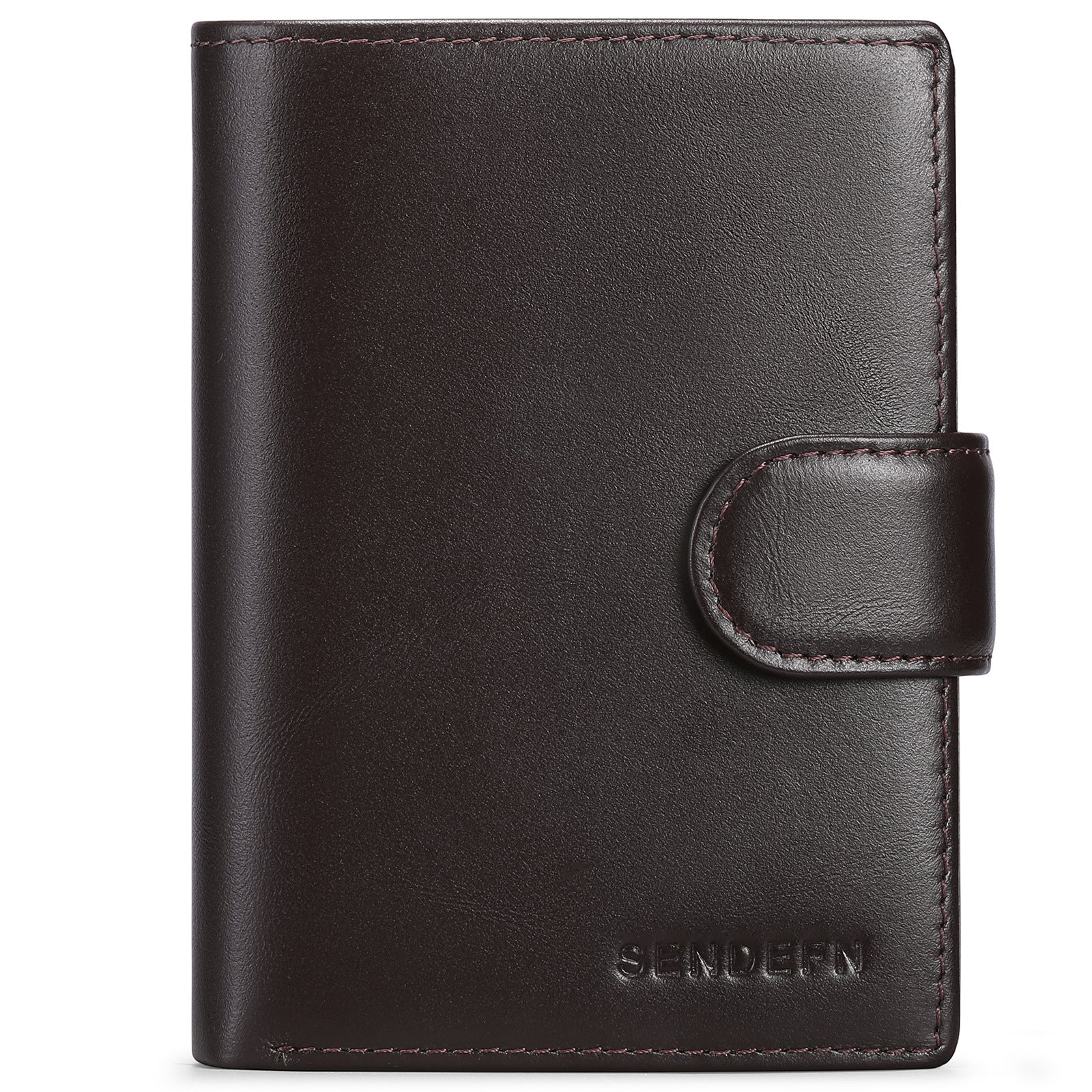 Coffee Men's Short Leather Wallet with RFID Protection - Genuine Cowhide Cardholder with Coin Pocket