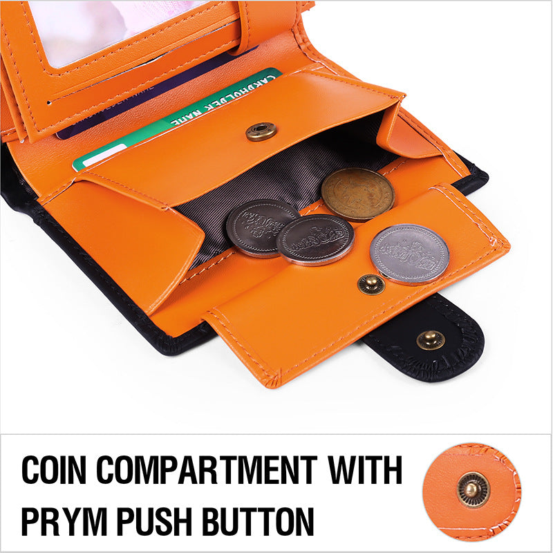 Coffee Men's Short Leather Wallet with RFID Protection - Genuine Cowhide Cardholder with Coin Pocket