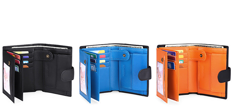 Coffee Men's Short Leather Wallet with RFID Protection - Genuine Cowhide Cardholder with Coin Pocket