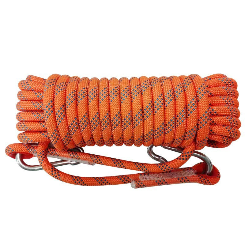 Orange Polyester (for home use) Without Wire Core Heavy Duty Adjustable Clothesline Set (2 Pack) - 15m Steel Wire Core Nylon Rope with Hooks for Outdoor & Camping