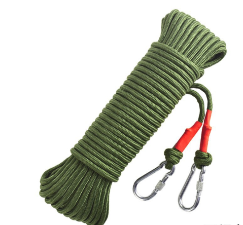 Green With Wire Core Heavy Duty Adjustable Clothesline Set (4 Pack) - 15m Steel Wire Core Nylon Rope with Hooks for Outdoor & Camping
