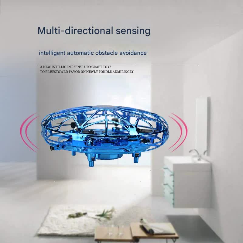 Hand-Controlled UFO Mini Drone with LED Lights & Obstacle Avoidance(pink)