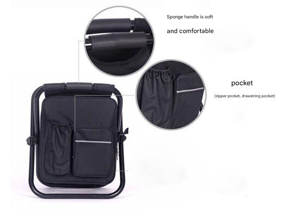 Black Insulated Cooler Backpack Chair - Foldable Stool for Picnics & BBQ