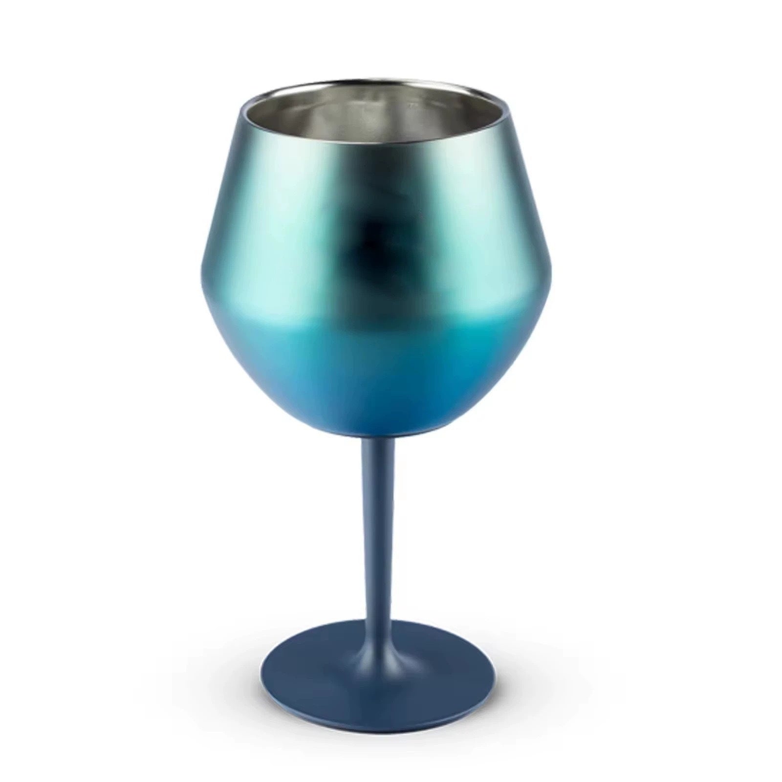 2 Pcs Blue Detachable Stainless Steel Wine Glass - 14oz (420ml) Portable Stemmed Goblet for Outdoors & Travel