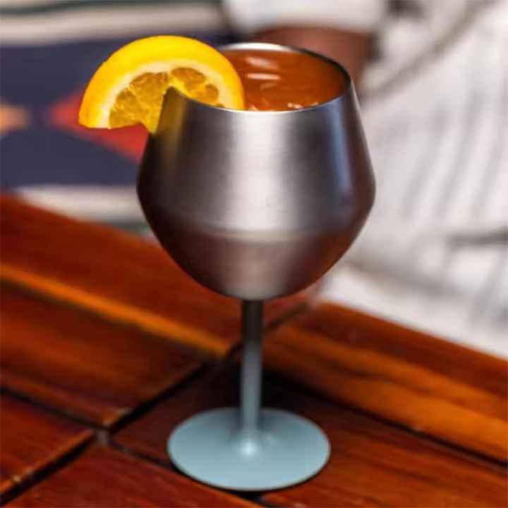 2 Pcs Purple Detachable Stainless Steel Wine Glass - 14oz (420ml) Portable Stemmed Goblet for Outdoors & Travel