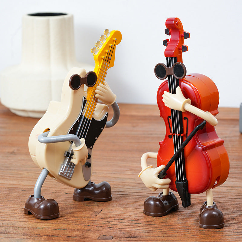 Dancing Musical Instrument Figurines - Wind-Up Guitar & Cello Toys with Moving Parts(Violin)