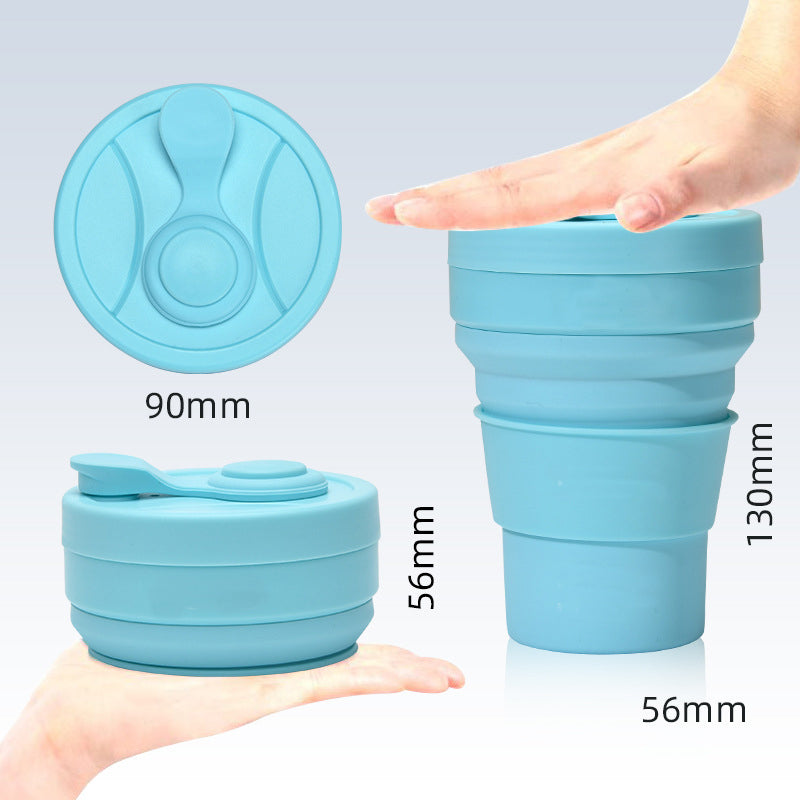 2 Pcs Black 350ml Collapsible Silicone Travel Cup - Portable, Leak-Proof & Food-Grade Drinking Mug with Lid, Insulating Sleeve & Straw