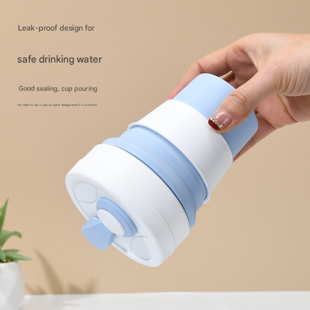 2 Pcs White and Grey 350ml Collapsible Silicone Travel Cup - Portable, Leak-Proof & Food-Grade Drinking Mug with Lid, Insulating Sleeve & Straw