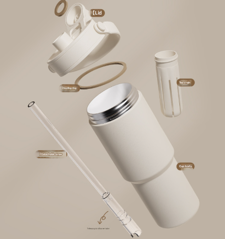 Beige - Baby 3 30oz Ceramic-Lined Insulated Tumbler with Handle, 735ml Stainless Steel Travel Mug