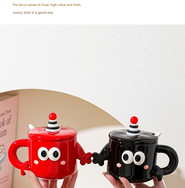Red Quirky Ceramic Couples Mug Set - Fun and Unique Gift for Weddings and Special Occasions