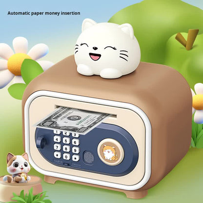 Red Electronic Piggy Bank Safe for Kids - Automatic Rolling Money Box with PIN & Fingerprint Lock