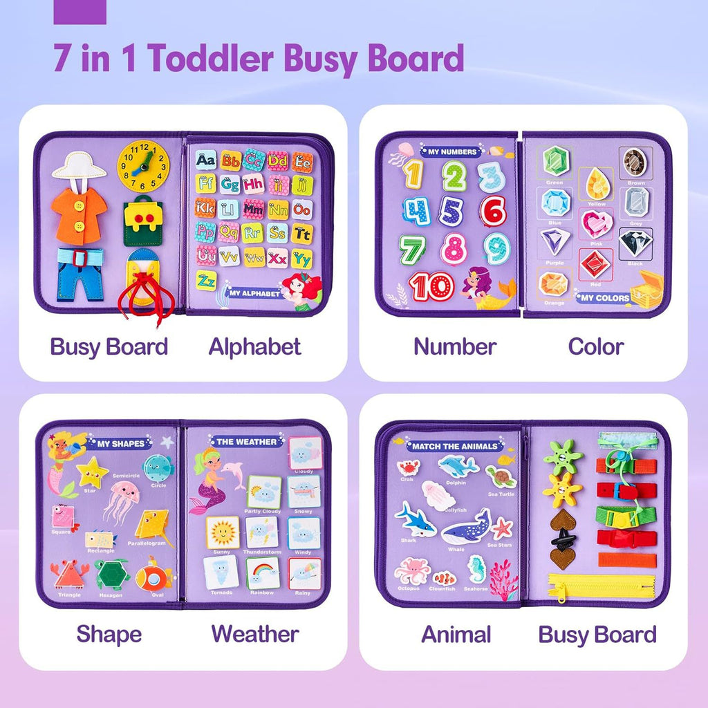 Purple Early Education Learning Board - Felt Activity Board for Toddlers