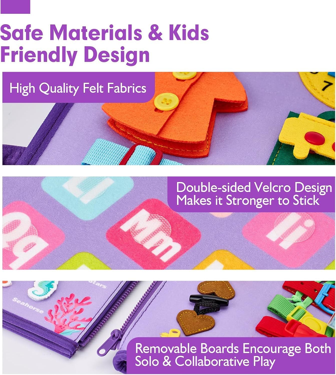 Blue Early Education Learning Board - Felt Activity Board for Toddlers