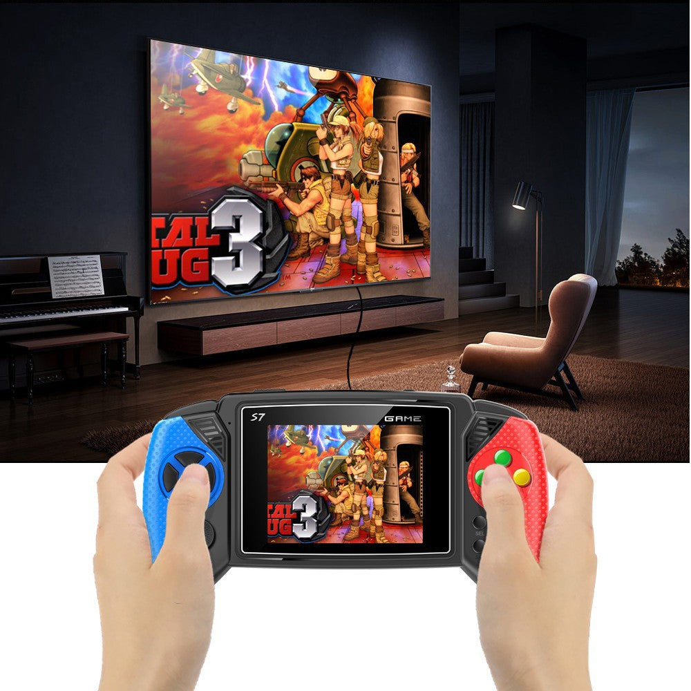 S7 Trendy Joystick Handheld Game Console - 620 Built-in Games, TV Output, Crystal Buttons & 2-Player Support(Red and blue)