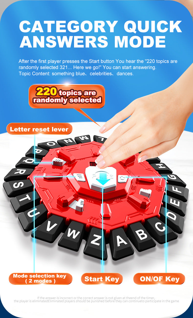 2pc Electronic Alphabet Categories Game - Fast-Paced Word Challenge for Family Fun(blue)