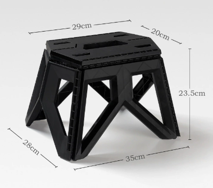 Black Portable Folding Stool - Compact Lightweight Plastic Step Stool for Camping, Fishing, Kids, and Home Use