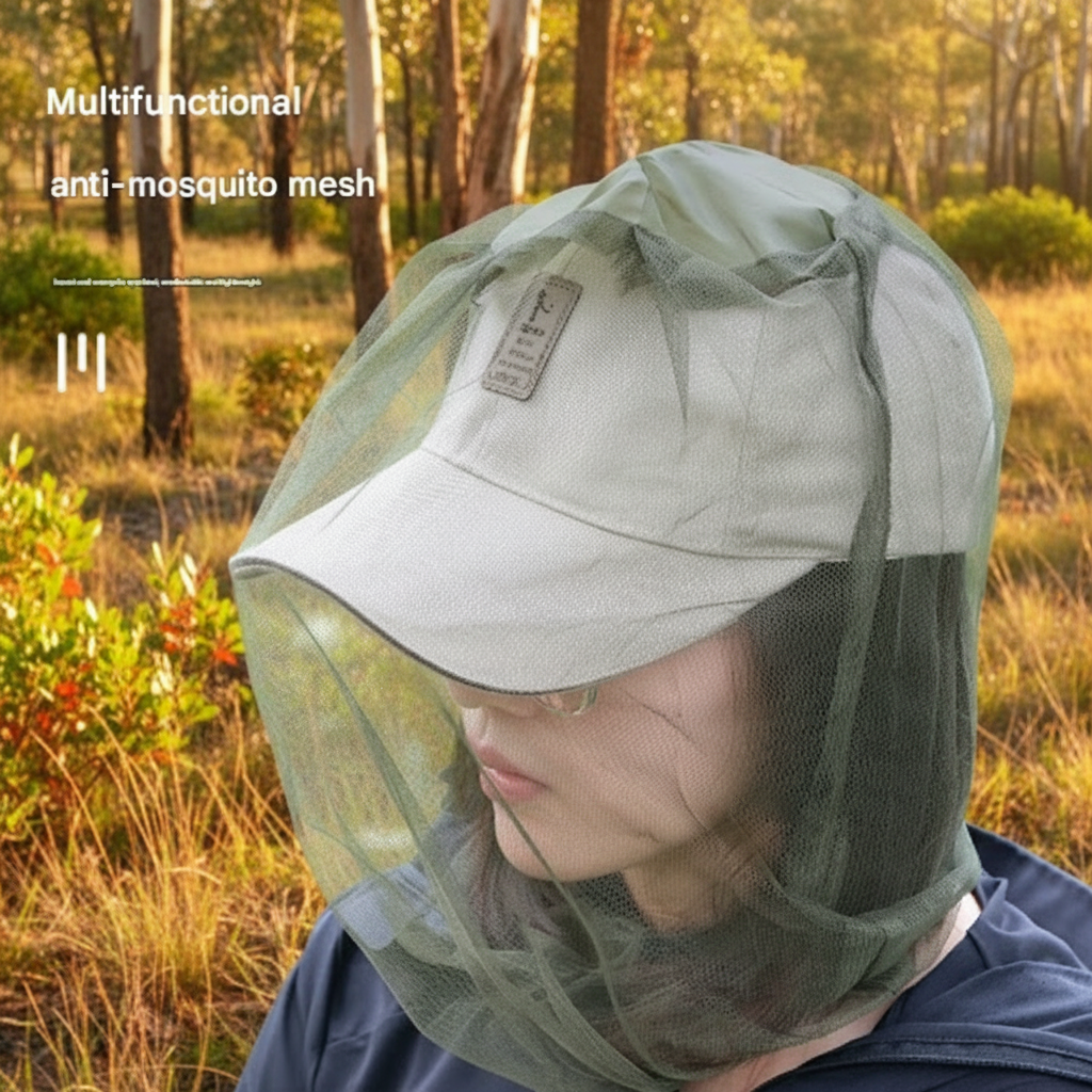 10‑Piece Mosquito Head Net Set – Outdoor Fishing, Camping and Hiking Insect Protection (Dark Green)