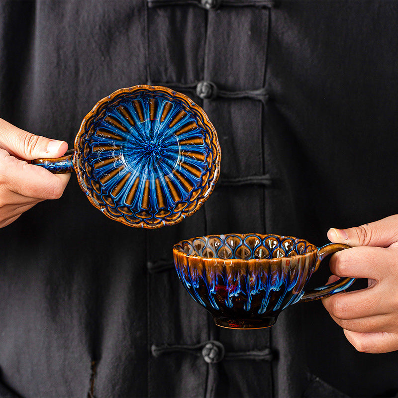 Blue-brown Creative Retro Kiln-Glazed Ceramic Cup - Exquisite Coffee & Afternoon Tea Mug, Home Milk Cup, Unique Gift