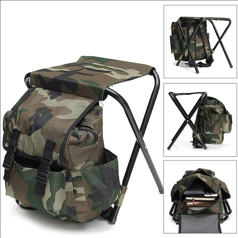 Camouflage Foldable Backpack with Built-in Chair | Multi-Functional Outdoor Camping Stool Bag