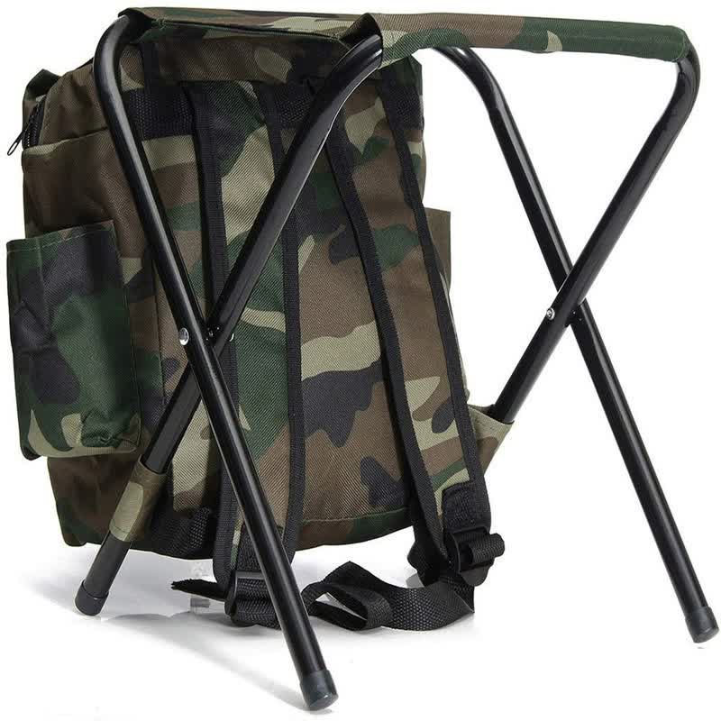 Camouflage Foldable Backpack with Built-in Chair | Multi-Functional Outdoor Camping Stool Bag