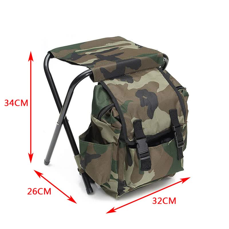 Camouflage Foldable Backpack with Built-in Chair | Multi-Functional Outdoor Camping Stool Bag