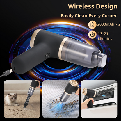 White Portable 2-in-1 Cordless Vacuum Duster Kit with 2 Attachments