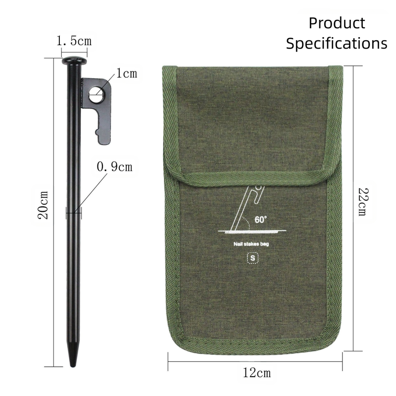 2pc Heavy-Duty 20cm Tent Stakes Kit (12 Pegs/pc) with Carry Bag